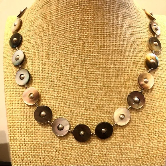 Abalone “Button” Necklace - really unique shell necklace - Picture 2 of 6